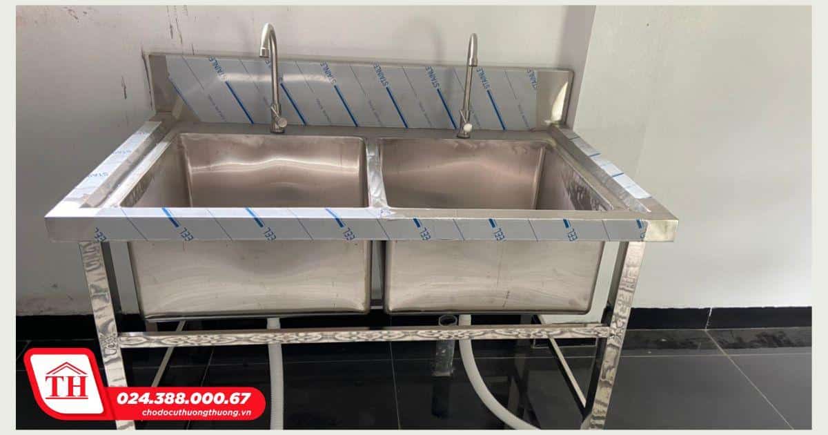 Mẫu chậu rửa công nghiệp đôi