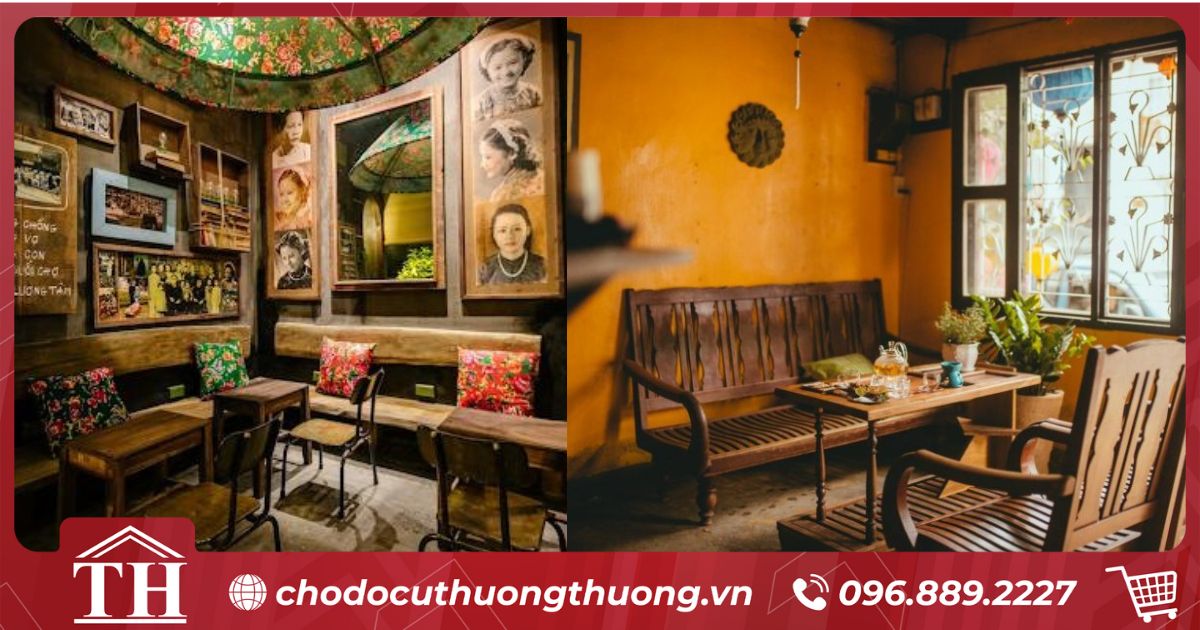 Bàn ghế vintage thiết kế đơn giản