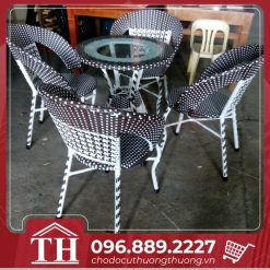 Bộ bàn ghế nhựa giả mây sò quán cafe giá rẻ