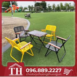 Bộ bàn ghế cafe xếp tay gỗ