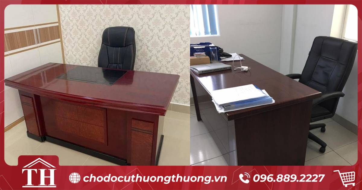 Bàn ghế giám đốc thanh lý - Bàn gỗ sồi tự nhiên