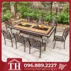 bàn tiệc nhôm đúc 8 ghế ngoài trời thanh lý