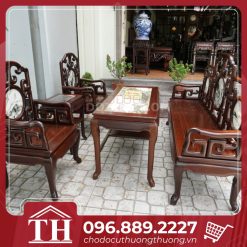 Bộ bàn ghế gỗ gụ - bàn chữ nhật thanh lý