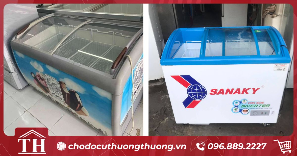 Tủ đông cũ điện máy xanh mặt kính
